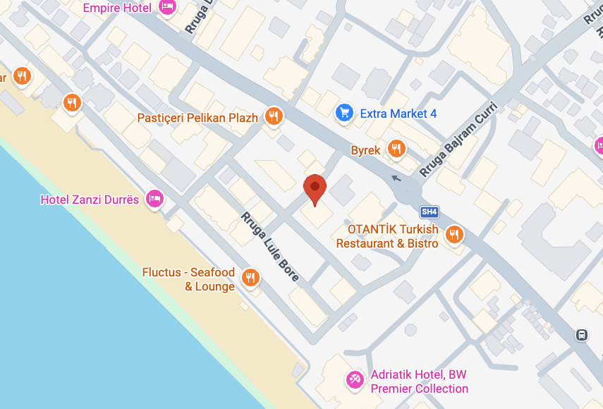 Mapa – poloha apartmánu Ljuba v Durrësu